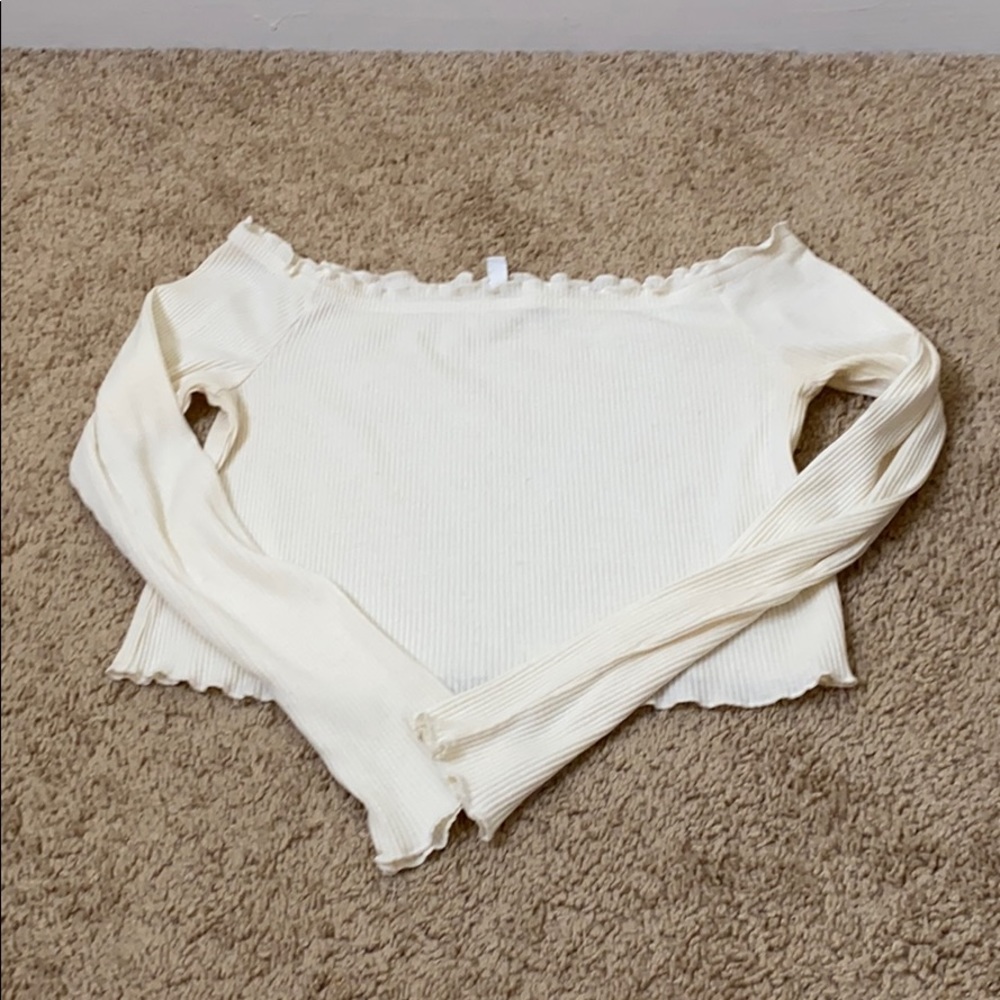White Off the Shoulder Crop Top
